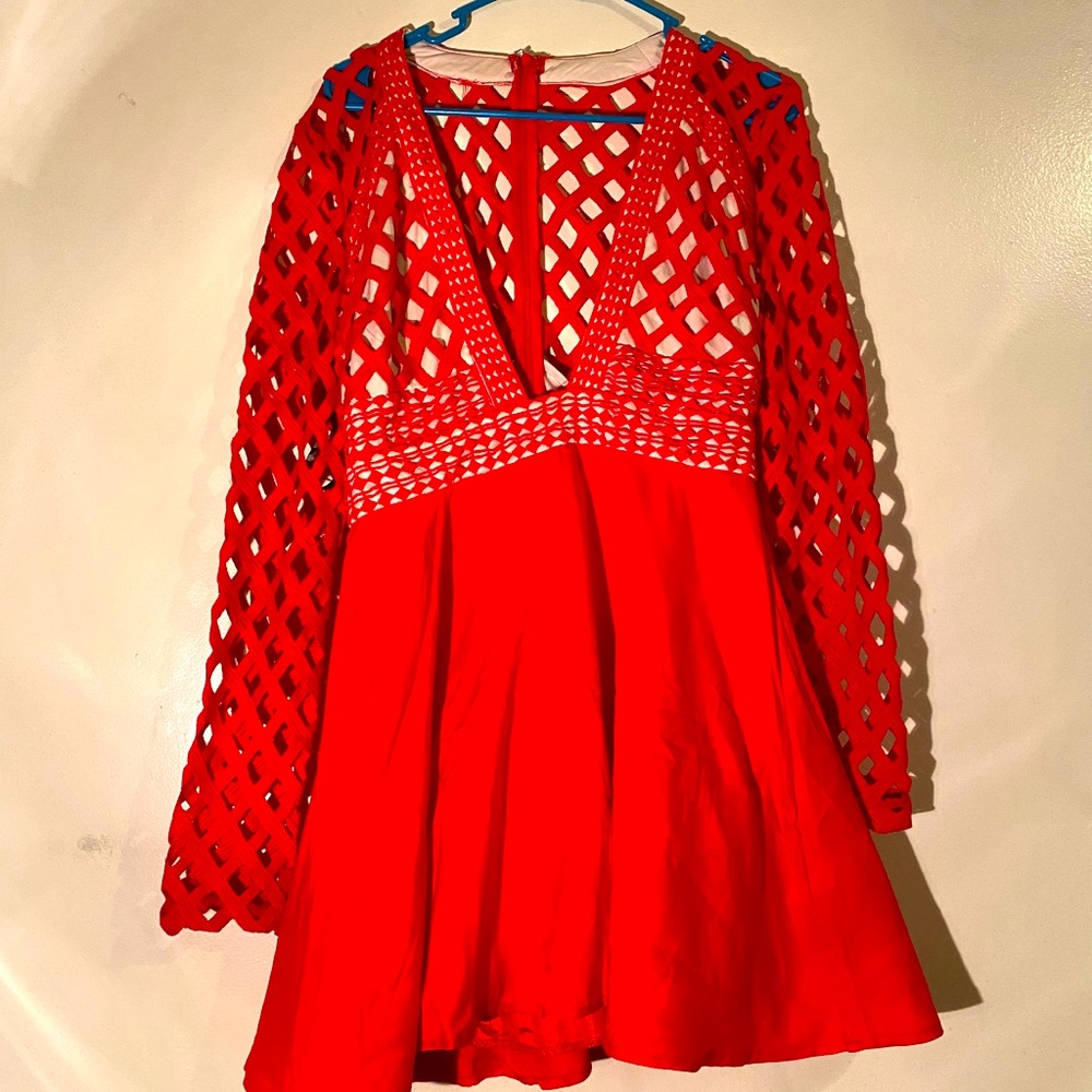 Lace Plunge Skater Dress